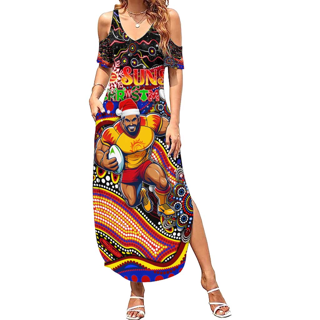 Merry Christmas AFL Gold Coast Suns Summer Maxi Dress Aboriginal Santa Football Mascot