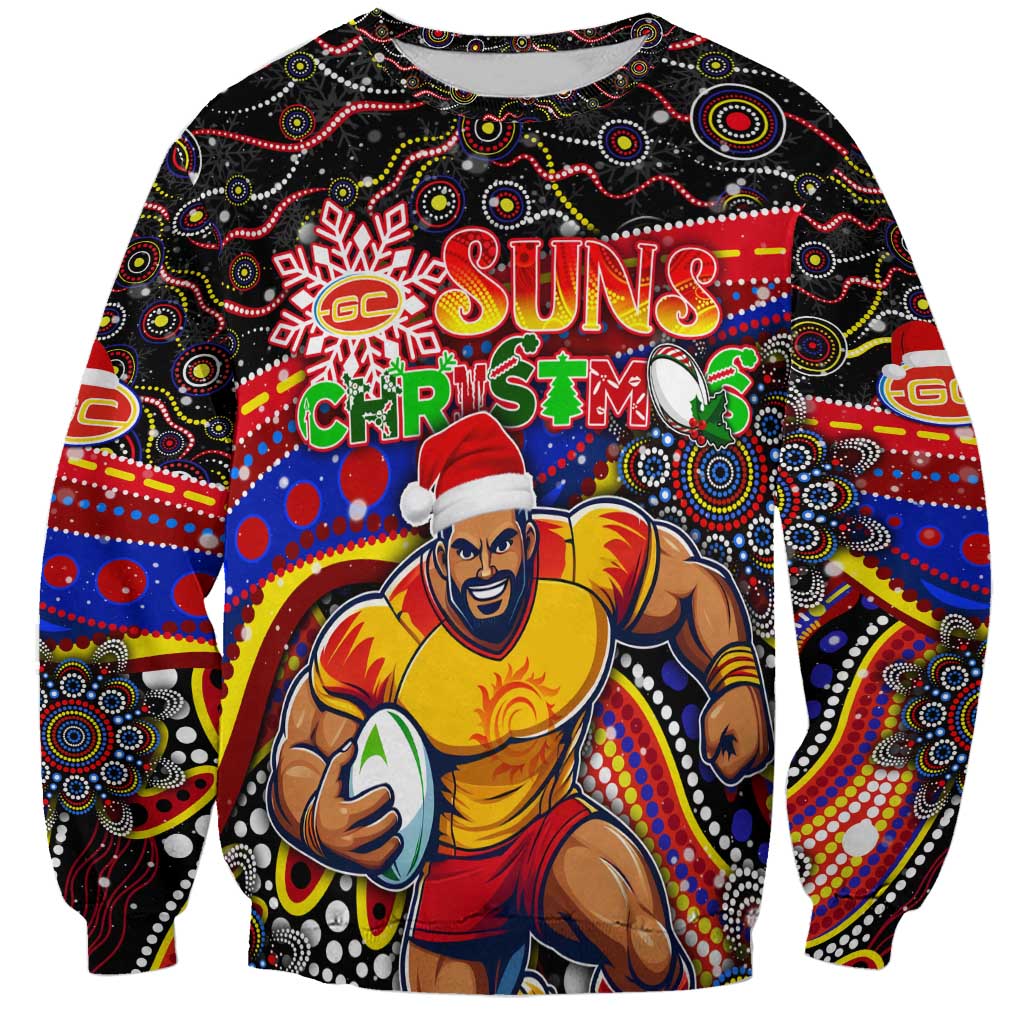 Merry Christmas AFL Gold Coast Suns Sweatshirt Aboriginal Santa Football Mascot