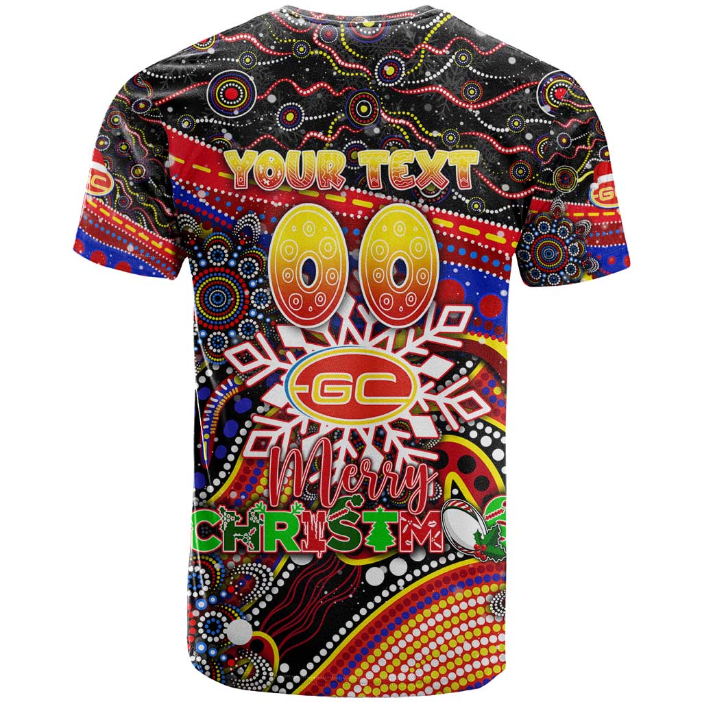Merry Christmas AFL Gold Coast Suns T Shirt Aboriginal Santa Football Mascot