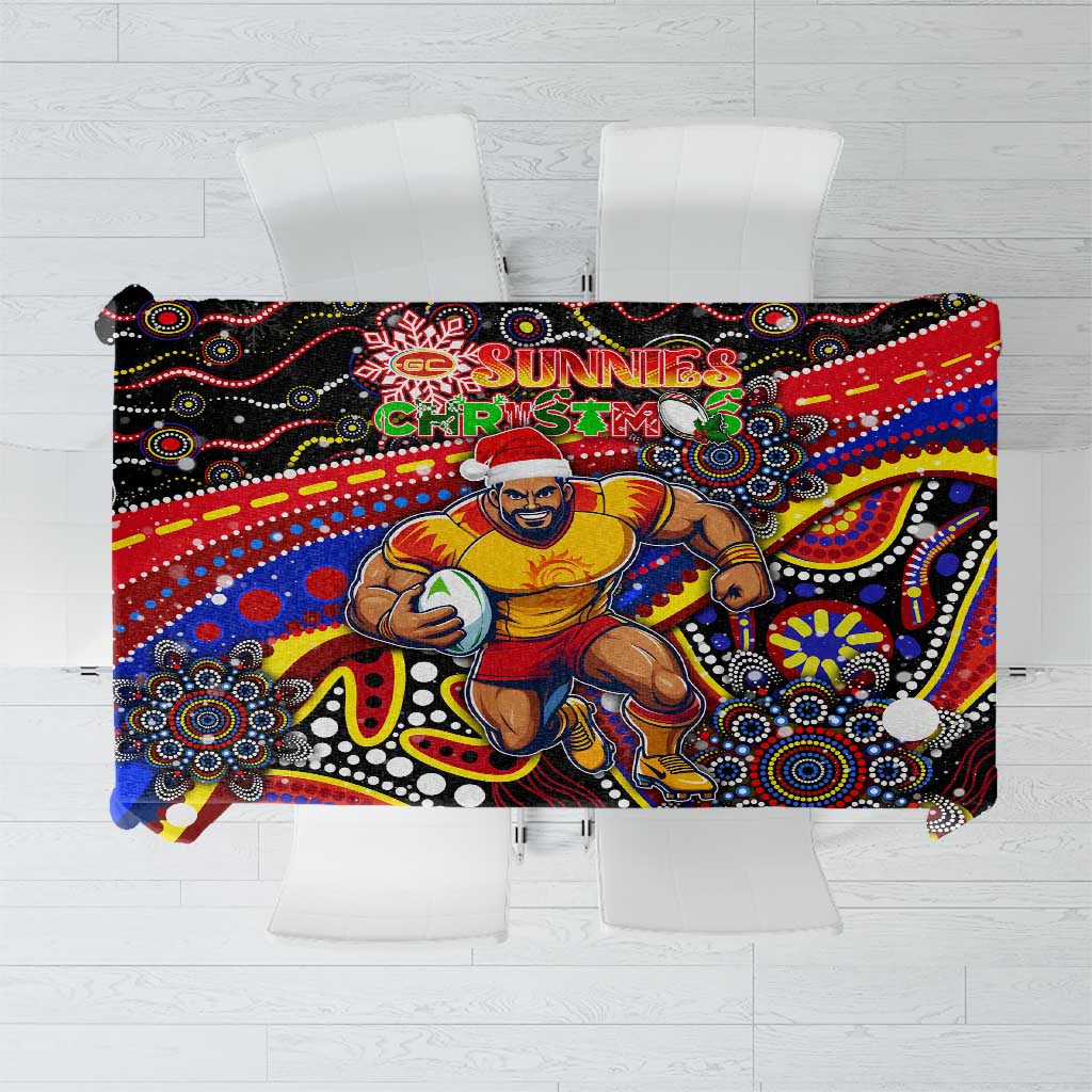 Merry Christmas AFL Gold Coast Suns Tablecloth Aboriginal Santa Football Mascot
