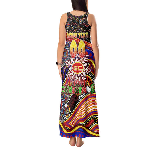 Merry Christmas AFL Gold Coast Suns Tank Maxi Dress Aboriginal Santa Football Mascot