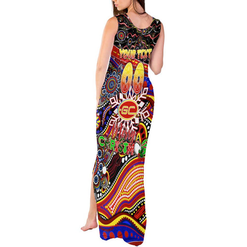 Merry Christmas AFL Gold Coast Suns Tank Maxi Dress Aboriginal Santa Football Mascot