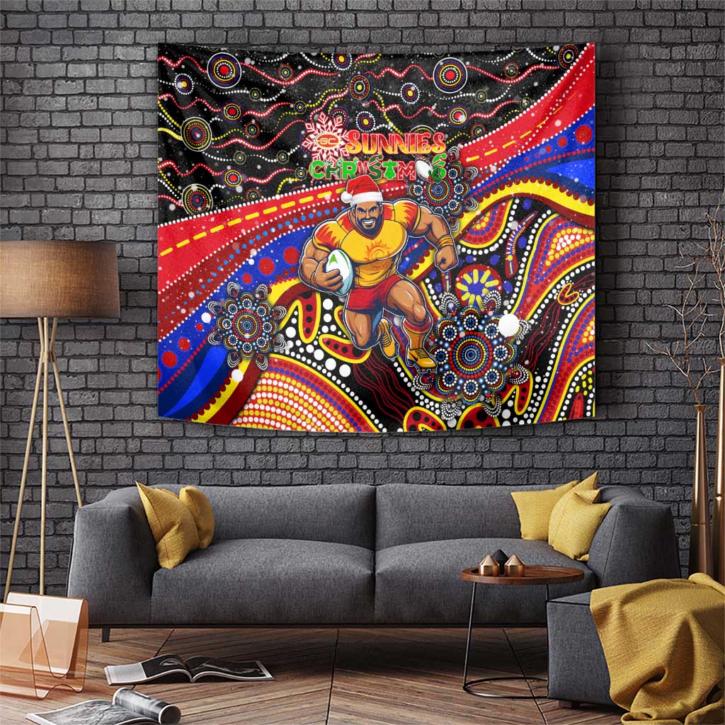 Merry Christmas AFL Gold Coast Suns Tapestry Aboriginal Santa Football Mascot