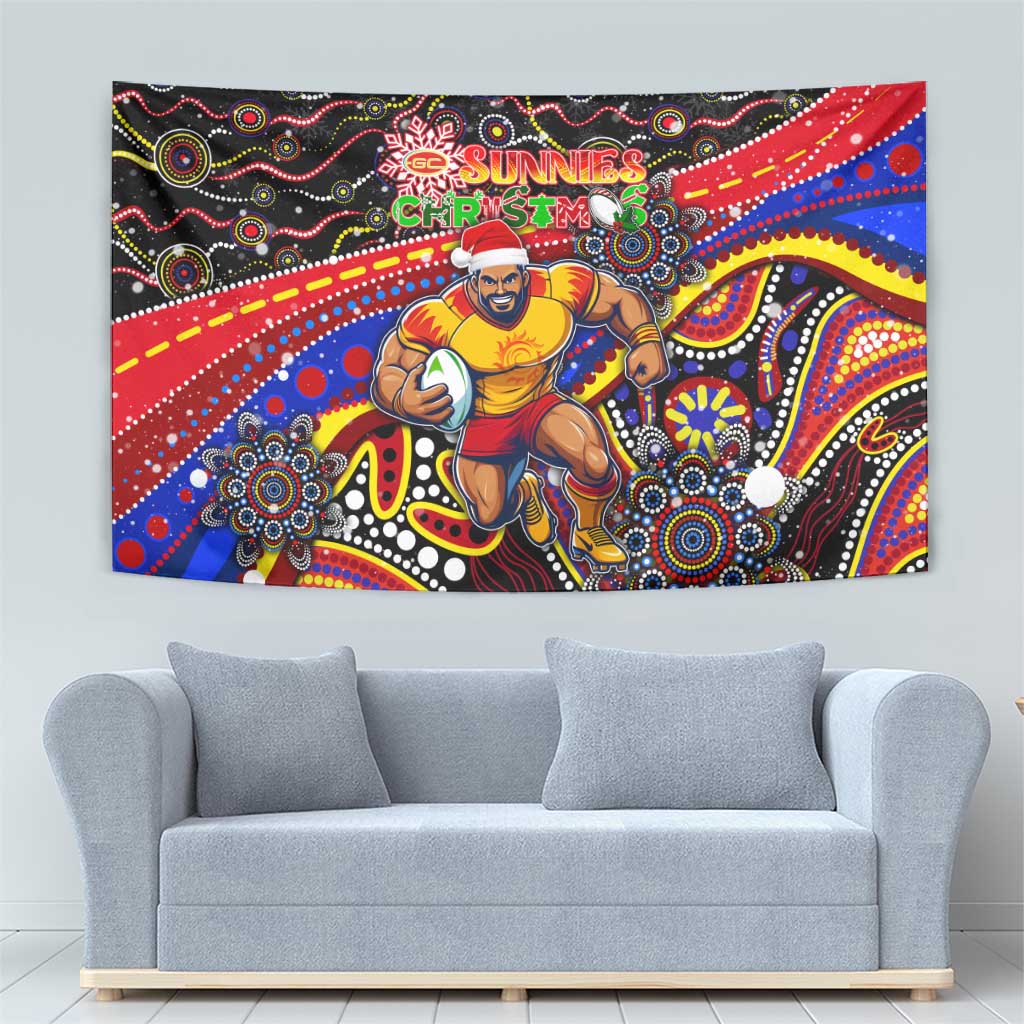 Merry Christmas AFL Gold Coast Suns Tapestry Aboriginal Santa Football Mascot
