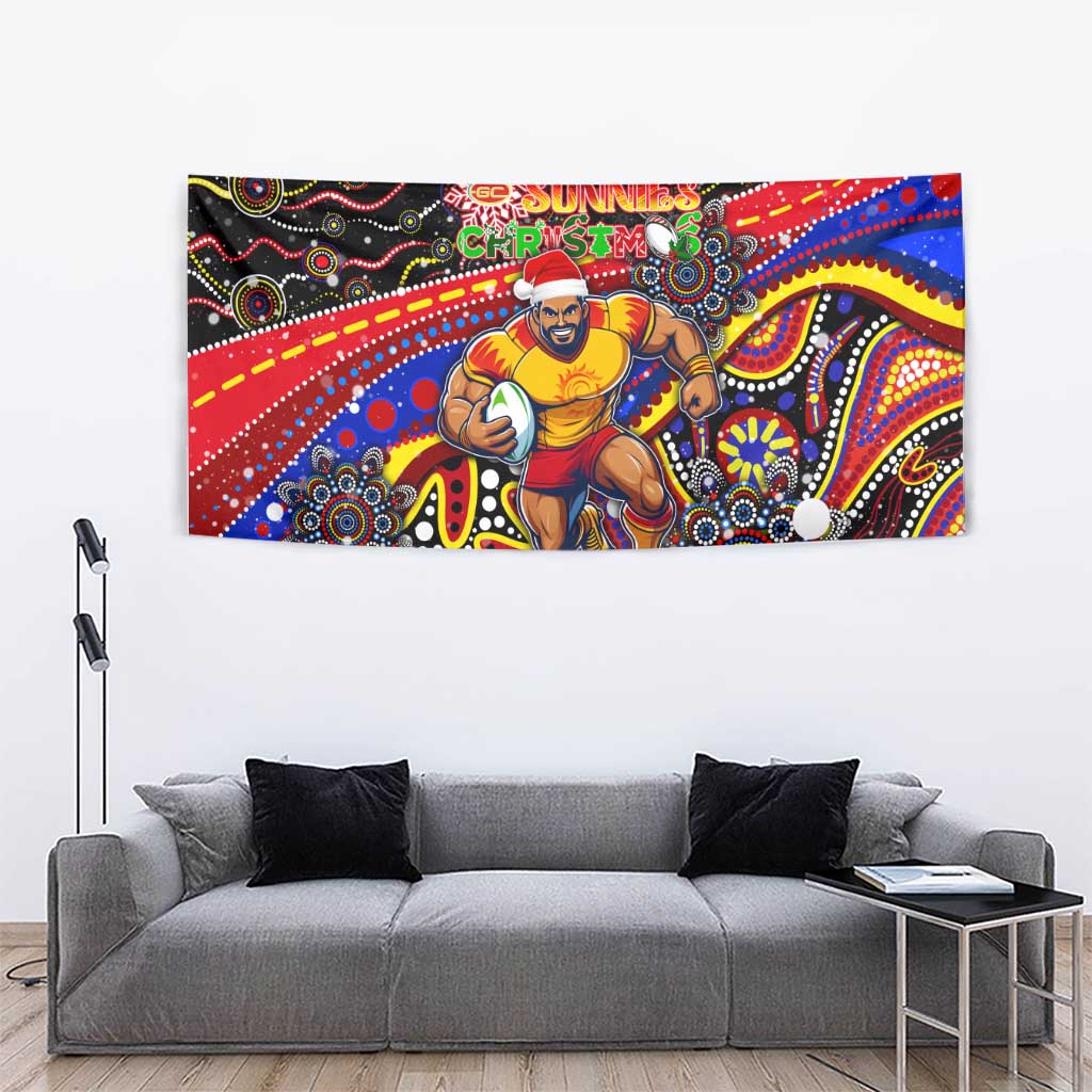 Merry Christmas AFL Gold Coast Suns Tapestry Aboriginal Santa Football Mascot