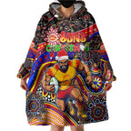 Merry Christmas AFL Gold Coast Suns Wearable Blanket Hoodie Aboriginal Santa Football Mascot