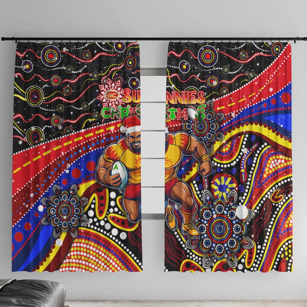 Merry Christmas AFL Gold Coast Suns Window Curtain Aboriginal Santa Football Mascot