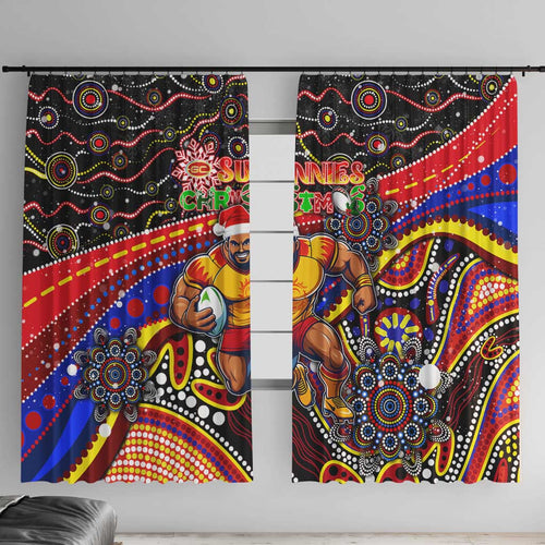 Merry Christmas AFL Gold Coast Suns Window Curtain Aboriginal Santa Football Mascot