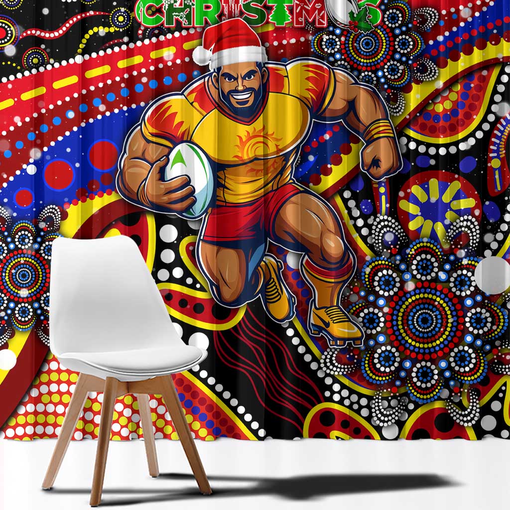 Merry Christmas AFL Gold Coast Suns Window Curtain Aboriginal Santa Football Mascot