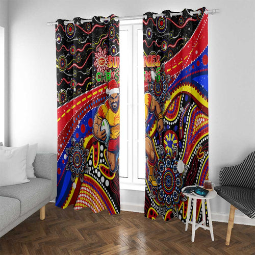 Merry Christmas AFL Gold Coast Suns Window Curtain Aboriginal Santa Football Mascot
