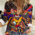 Merry Christmas AFL Gold Coast Suns Women Casual Shirt Aboriginal Santa Football Mascot