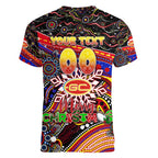 Merry Christmas AFL Gold Coast Suns Women V-Neck T-Shirt Aboriginal Santa Football Mascot