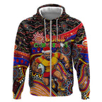 Merry Christmas AFL Gold Coast Suns Zip Hoodie Aboriginal Santa Football Mascot