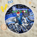 Merry Christmas AFL Kangaroos Beach Blanket Aboriginal Santa Football Mascot