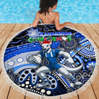 Merry Christmas AFL Kangaroos Beach Blanket Aboriginal Santa Football Mascot