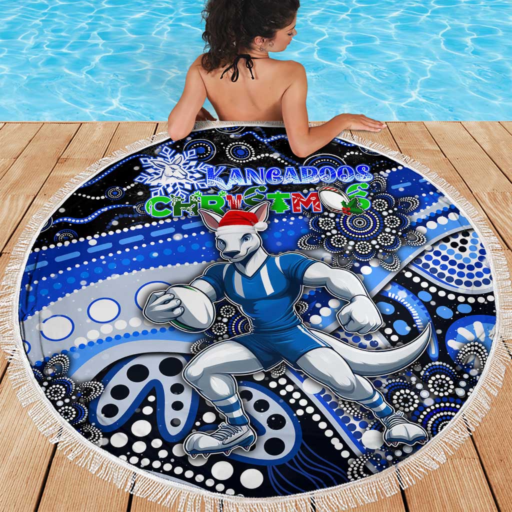 Merry Christmas AFL Kangaroos Beach Blanket Aboriginal Santa Football Mascot