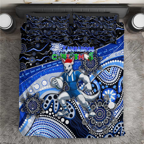 Merry Christmas AFL Kangaroos Bedding Set Aboriginal Santa Football Mascot