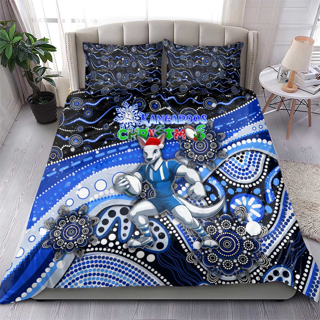 Merry Christmas AFL Kangaroos Bedding Set Aboriginal Santa Football Mascot