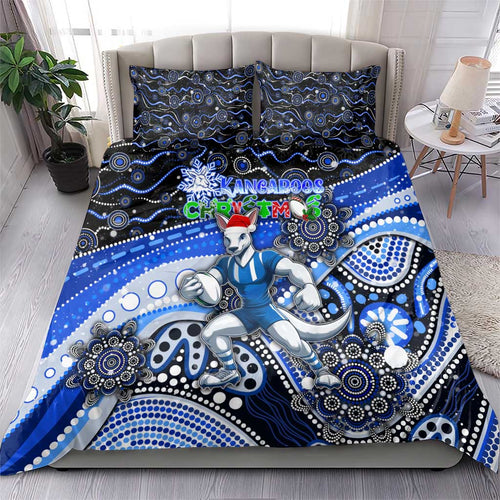 Merry Christmas AFL Kangaroos Bedding Set Aboriginal Santa Football Mascot