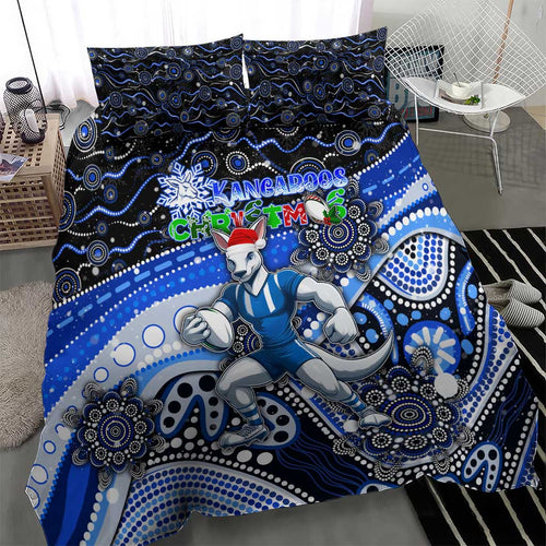Merry Christmas AFL Kangaroos Bedding Set Aboriginal Santa Football Mascot
