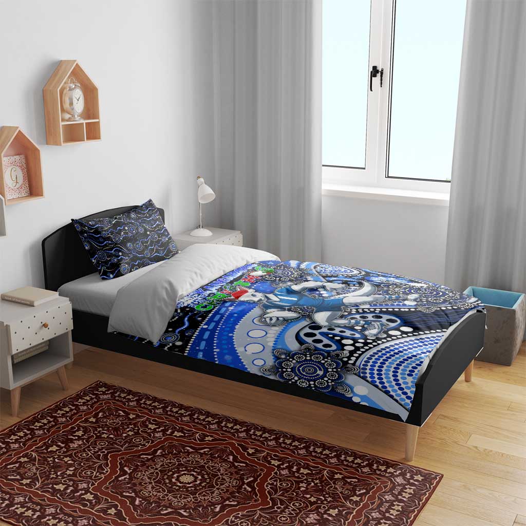 Merry Christmas AFL Kangaroos Bedding Set Aboriginal Santa Football Mascot