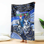 Merry Christmas AFL Kangaroos Blanket Aboriginal Santa Football Mascot
