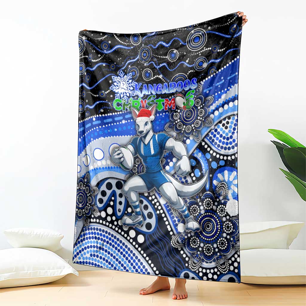 Merry Christmas AFL Kangaroos Blanket Aboriginal Santa Football Mascot