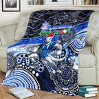 Merry Christmas AFL Kangaroos Blanket Aboriginal Santa Football Mascot