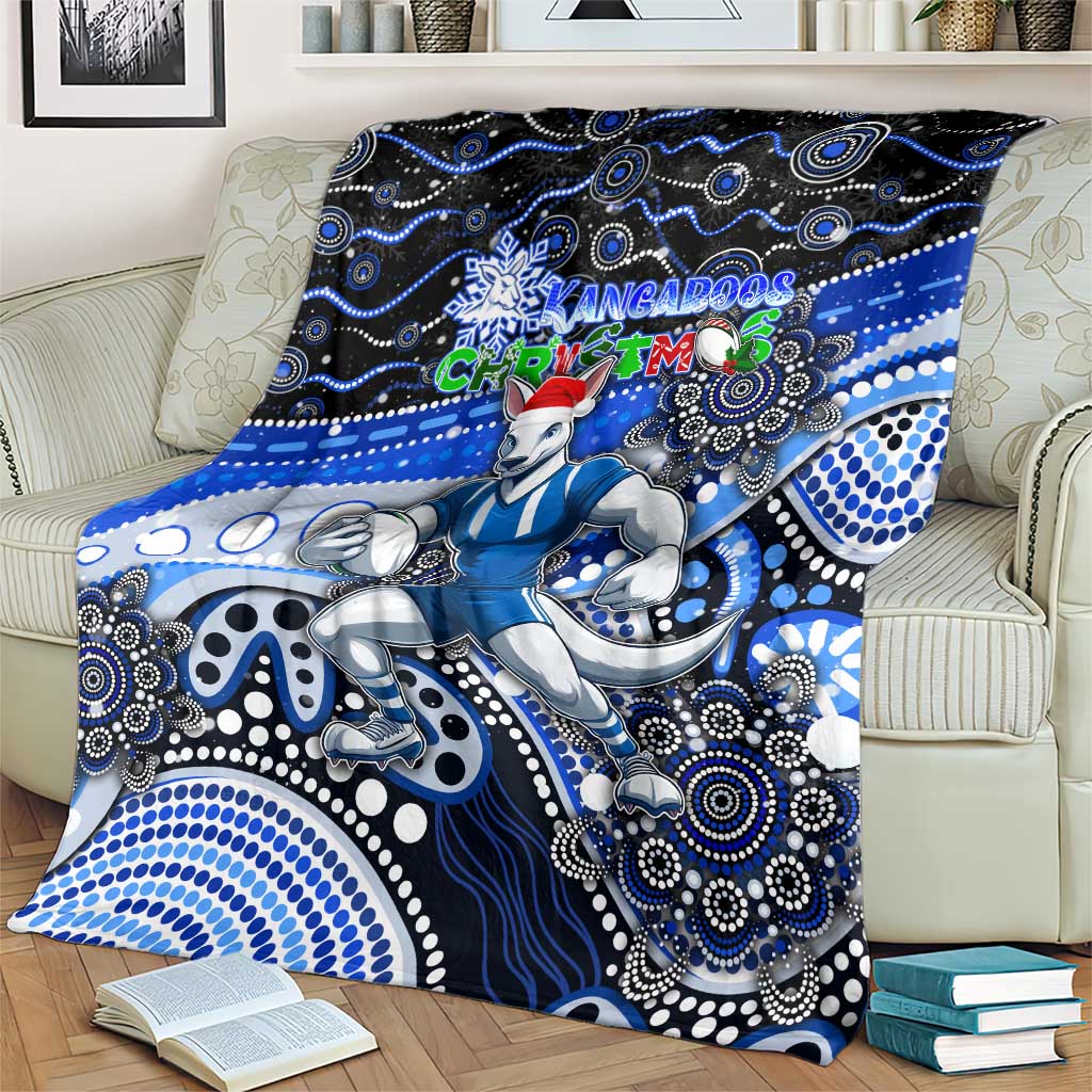 Merry Christmas AFL Kangaroos Blanket Aboriginal Santa Football Mascot