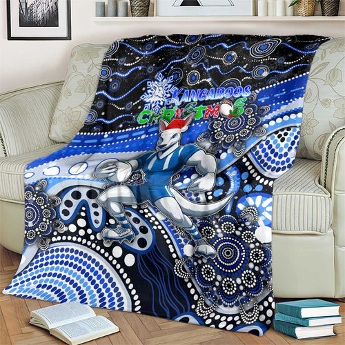 Merry Christmas AFL Kangaroos Blanket Aboriginal Santa Football Mascot