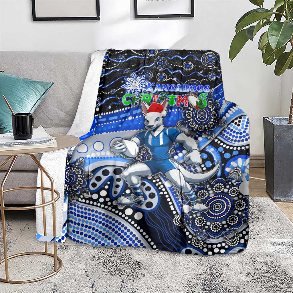 Merry Christmas AFL Kangaroos Blanket Aboriginal Santa Football Mascot