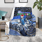 Merry Christmas AFL Kangaroos Blanket Aboriginal Santa Football Mascot
