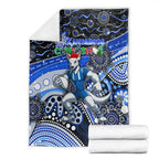 Merry Christmas AFL Kangaroos Blanket Aboriginal Santa Football Mascot