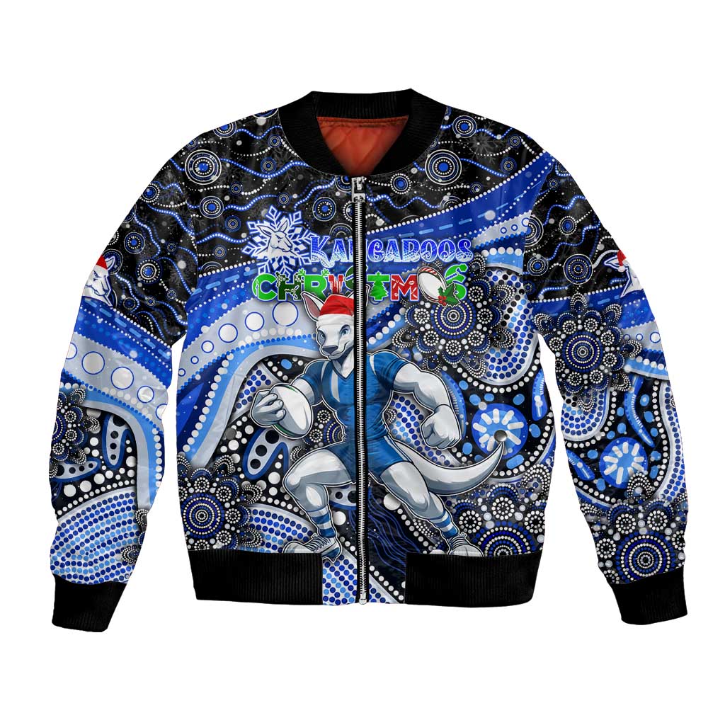 Merry Christmas AFL Kangaroos Bomber Jacket Aboriginal Santa Football Mascot