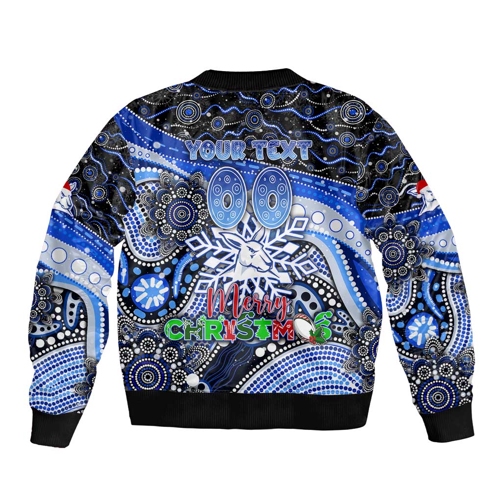 Merry Christmas AFL Kangaroos Bomber Jacket Aboriginal Santa Football Mascot