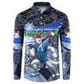 Merry Christmas AFL Kangaroos Button Sweatshirt Aboriginal Santa Football Mascot