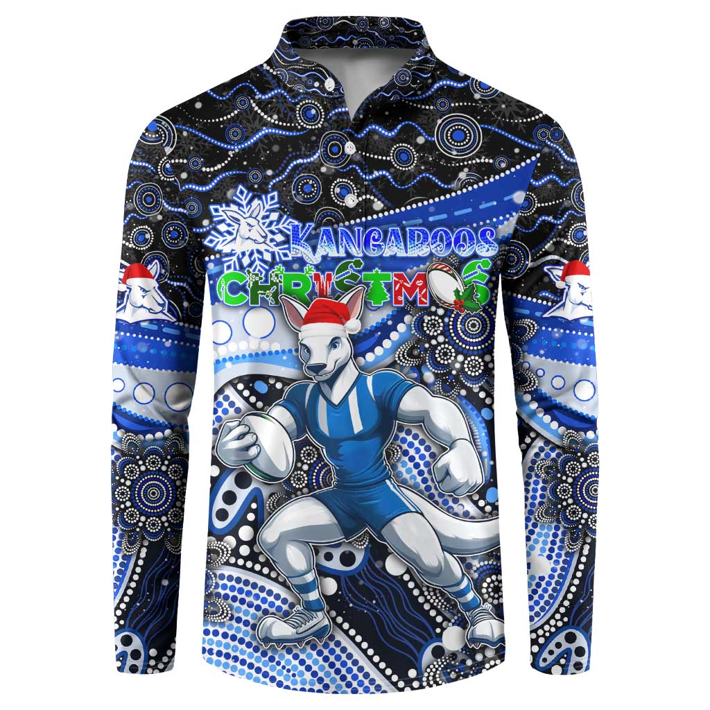 Merry Christmas AFL Kangaroos Button Sweatshirt Aboriginal Santa Football Mascot