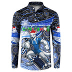 Merry Christmas AFL Kangaroos Button Sweatshirt Aboriginal Santa Football Mascot