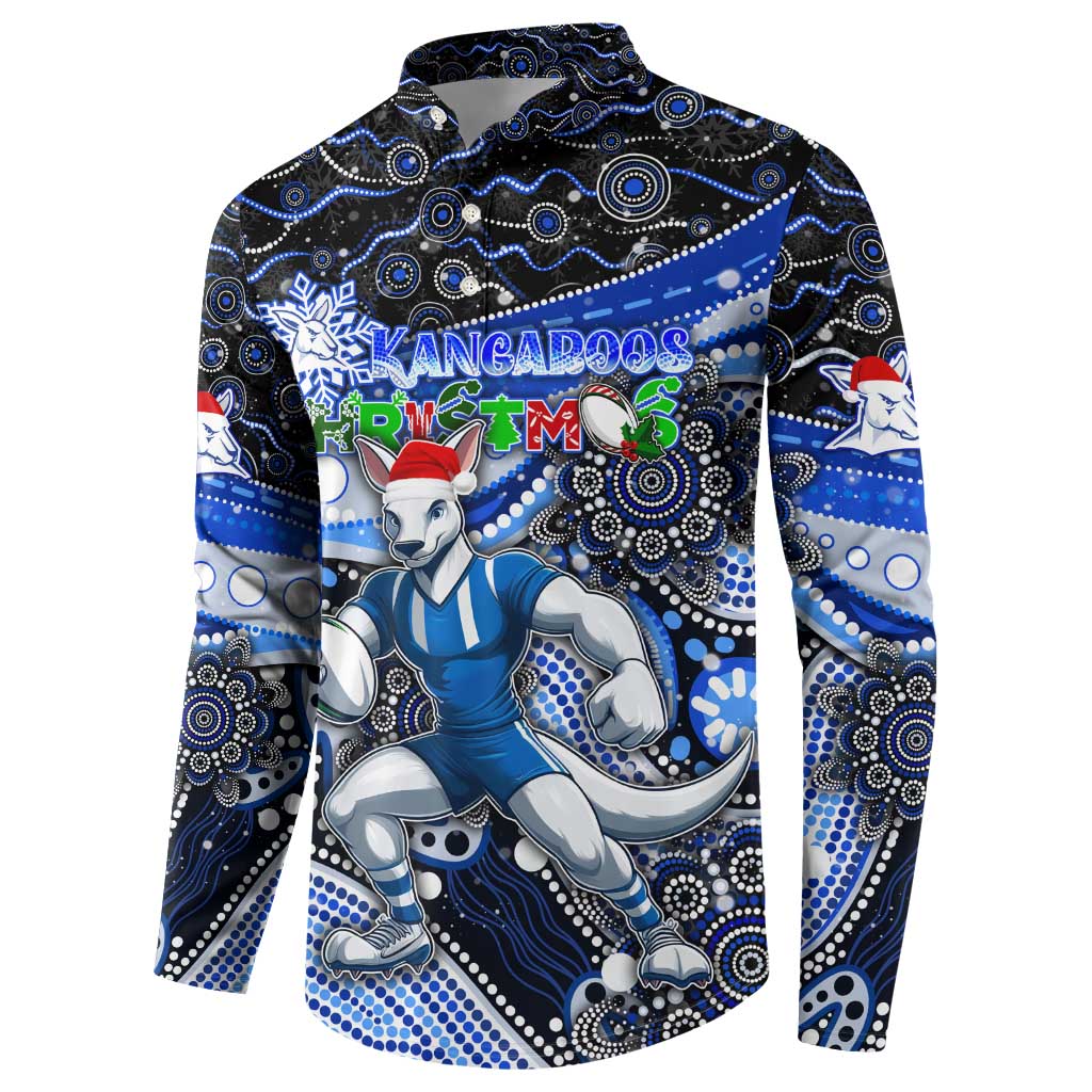 Merry Christmas AFL Kangaroos Button Sweatshirt Aboriginal Santa Football Mascot