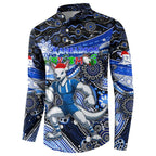 Merry Christmas AFL Kangaroos Button Sweatshirt Aboriginal Santa Football Mascot