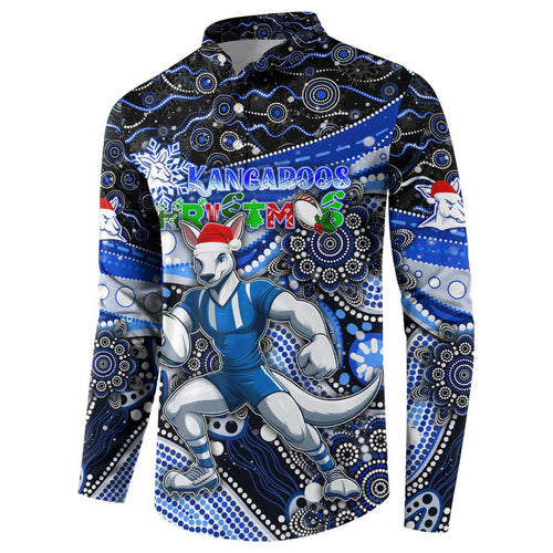 Merry Christmas AFL Kangaroos Button Sweatshirt Aboriginal Santa Football Mascot