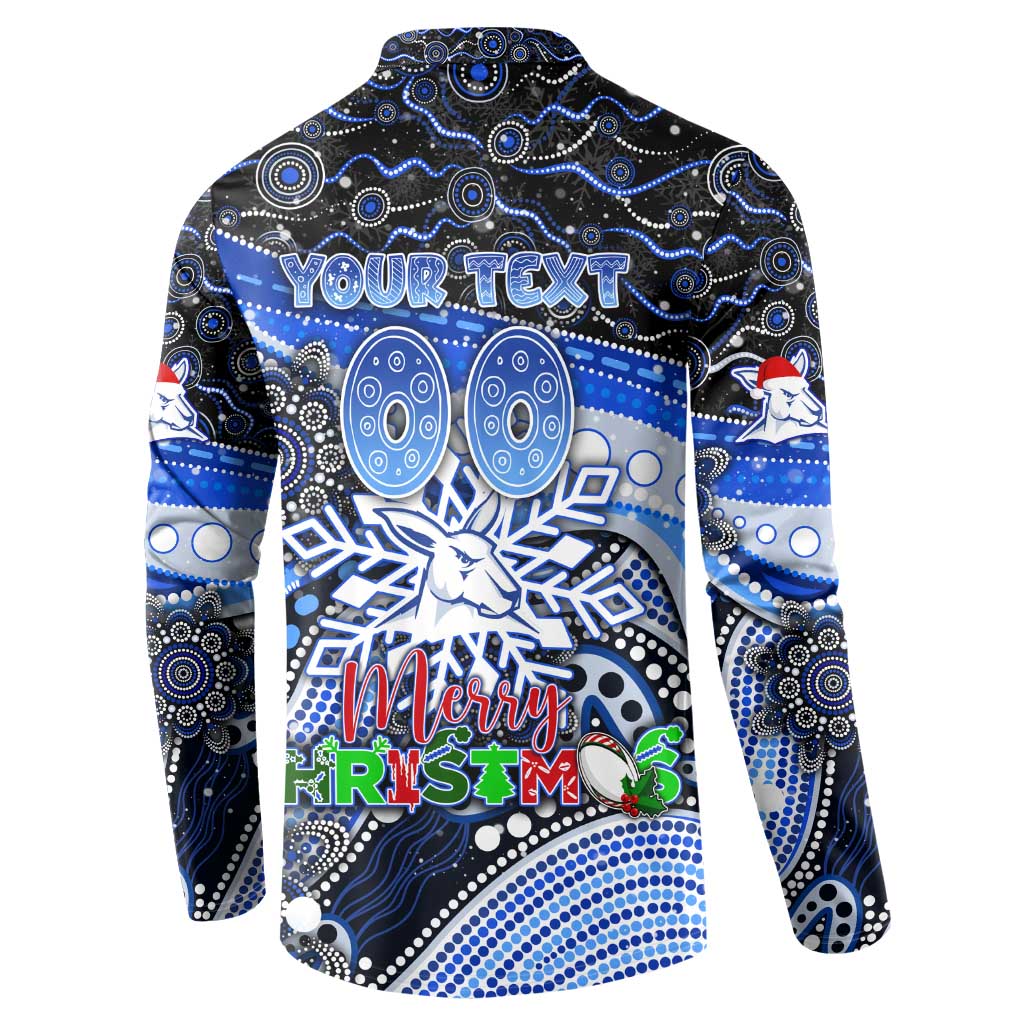 Merry Christmas AFL Kangaroos Button Sweatshirt Aboriginal Santa Football Mascot