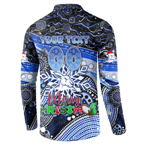 Merry Christmas AFL Kangaroos Button Sweatshirt Aboriginal Santa Football Mascot