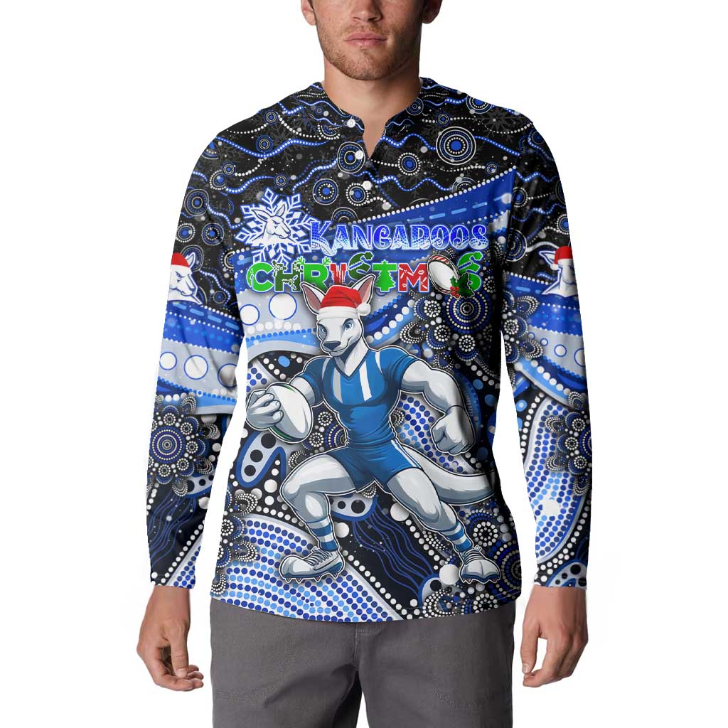 Merry Christmas AFL Kangaroos Button Sweatshirt Aboriginal Santa Football Mascot