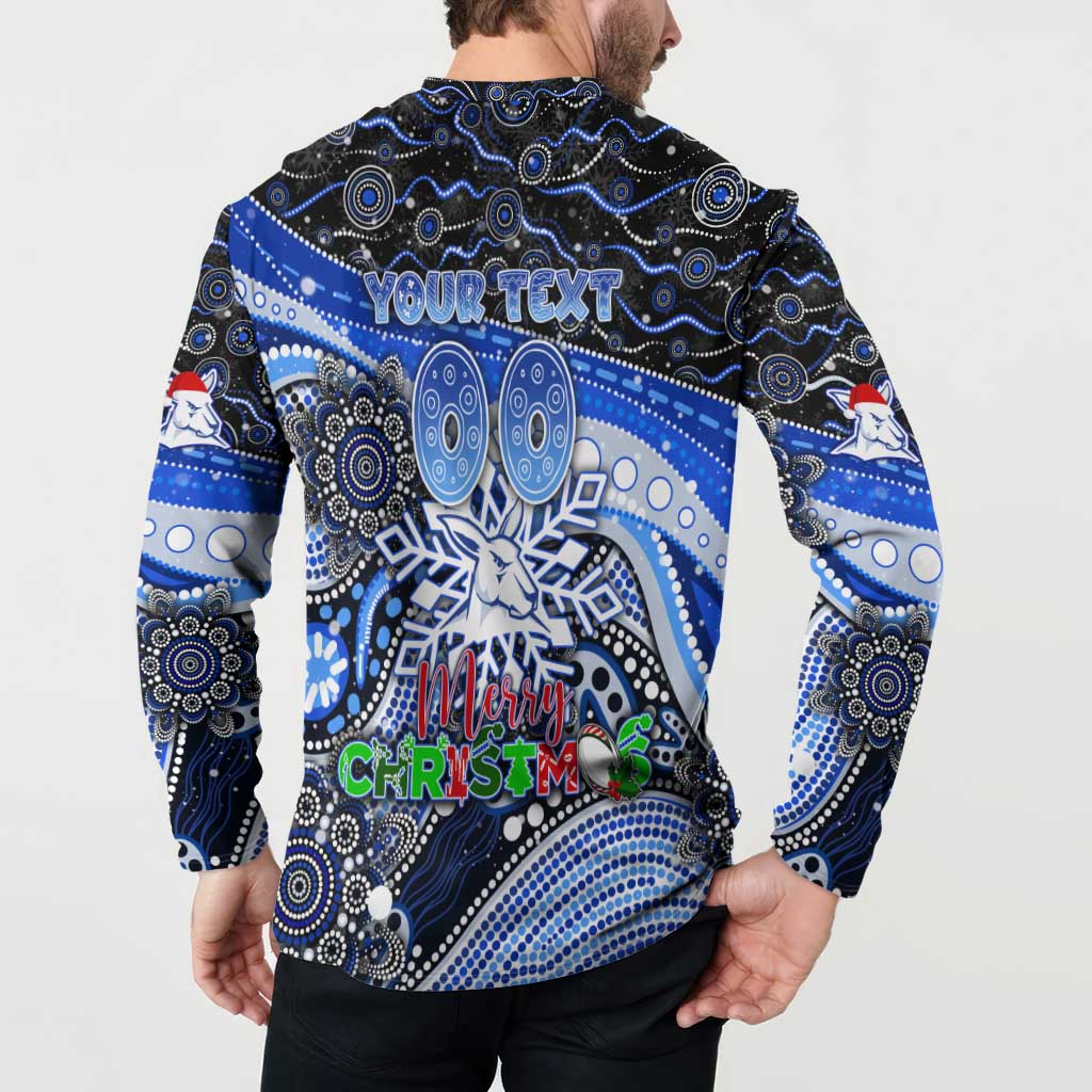 Merry Christmas AFL Kangaroos Button Sweatshirt Aboriginal Santa Football Mascot