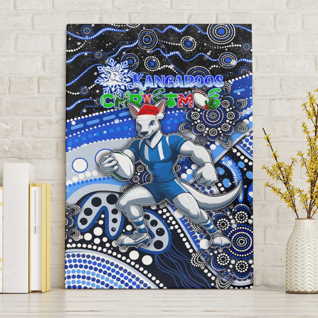 Merry Christmas AFL Kangaroos Canvas Wall Art Aboriginal Santa Football Mascot