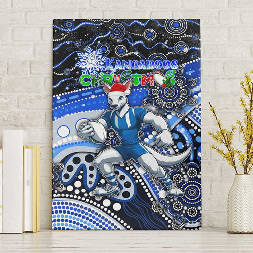 Merry Christmas AFL Kangaroos Canvas Wall Art Aboriginal Santa Football Mascot