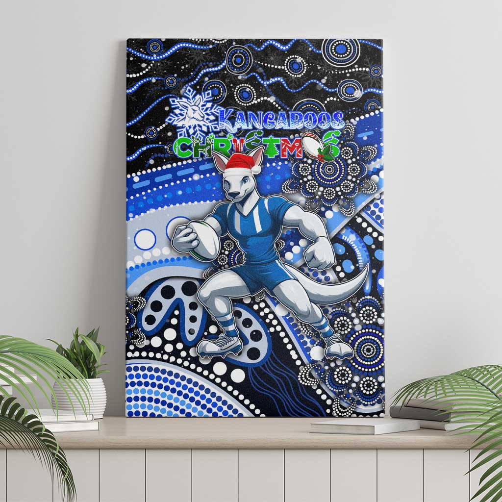 Merry Christmas AFL Kangaroos Canvas Wall Art Aboriginal Santa Football Mascot