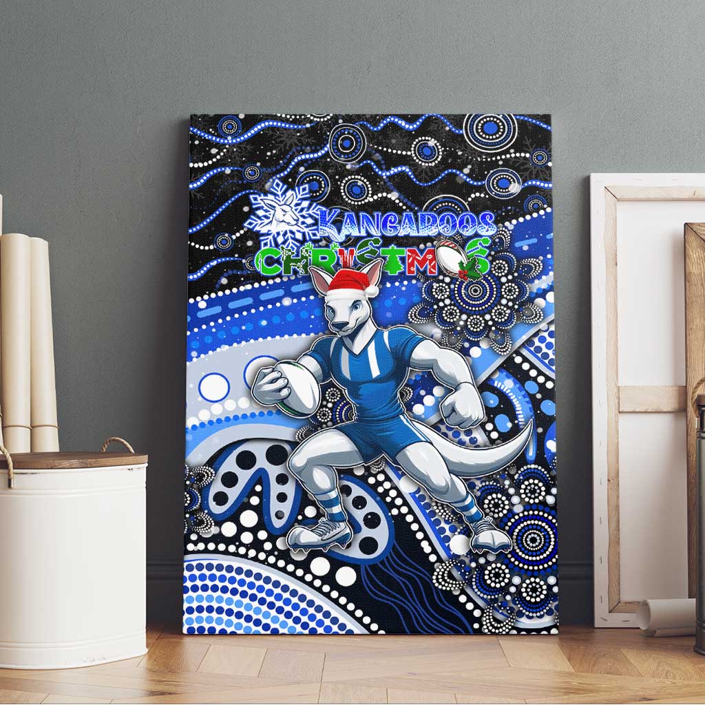 Merry Christmas AFL Kangaroos Canvas Wall Art Aboriginal Santa Football Mascot
