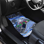Merry Christmas AFL Kangaroos Car Mats Aboriginal Santa Football Mascot